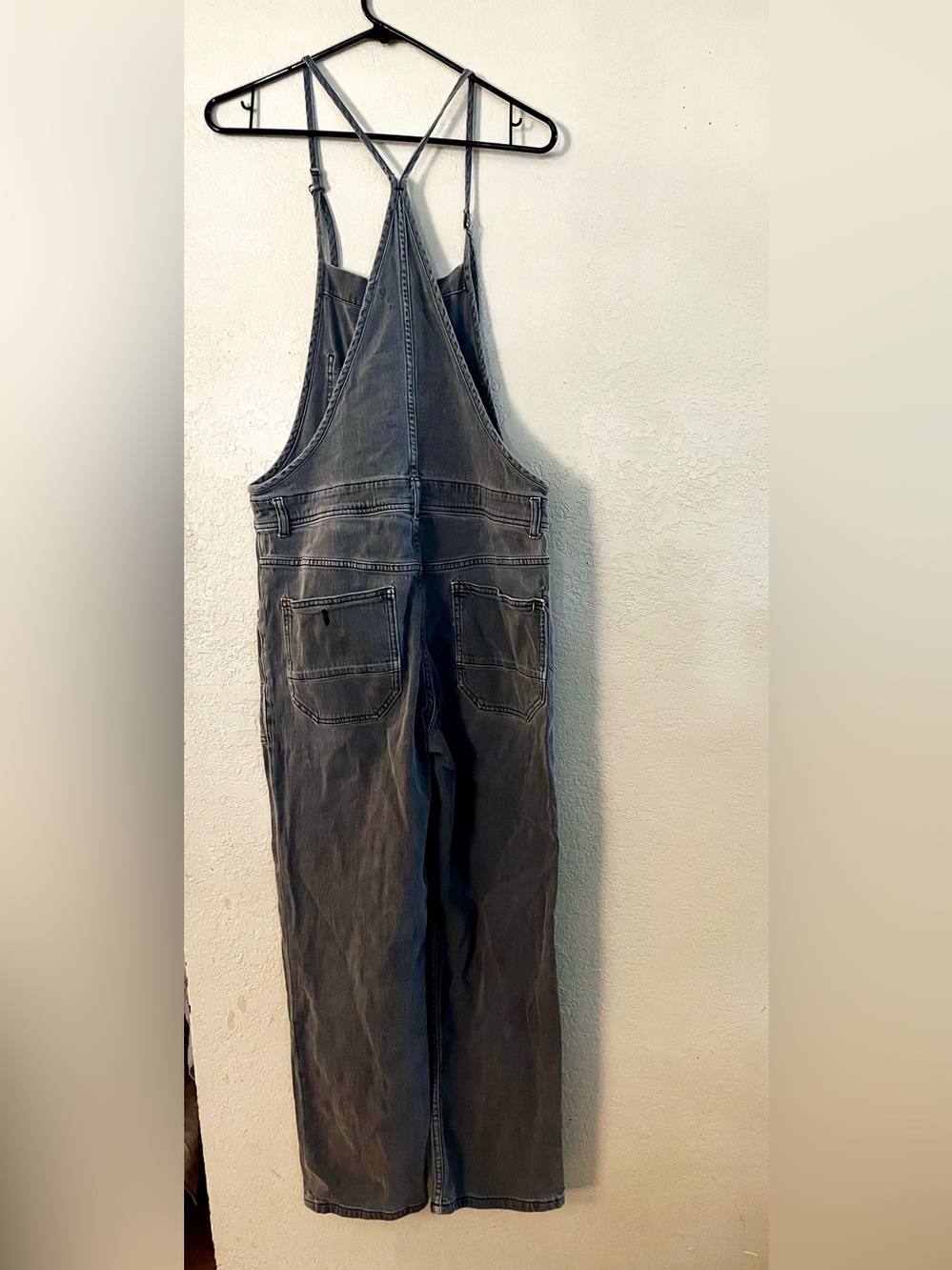 Anthropologie Charcoal Gray Denim Overalls with Button-Front Bib - Picture 2 of 5